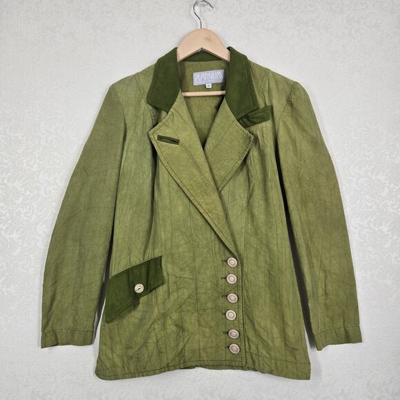 Dorothy Schoelen Jackets & Blazers - Vtg Platinum by Dorothy Schoelen Jacket Blazer sz S Green Artsy Lagenlook READ